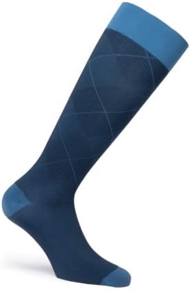 JOBST Style Soft Fit Compression Socks 30-40 mmHg, Knee High, Closed Toe, Small, Regular, Argyle Blue