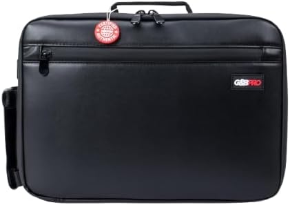 G&BPRO Crossbody Briefcase with Extending Tray System | All-in-One Mobile Workstation Laptop Travel Bag with Expandable Storage & Organizer Compartments - Black/Leather With Black Zipper