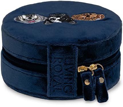 Living Royal Jewelry Travel Case – Portable Box with Mirror and Zipper for Rings, Necklaces, Earrings, Bracelets (Puppy)