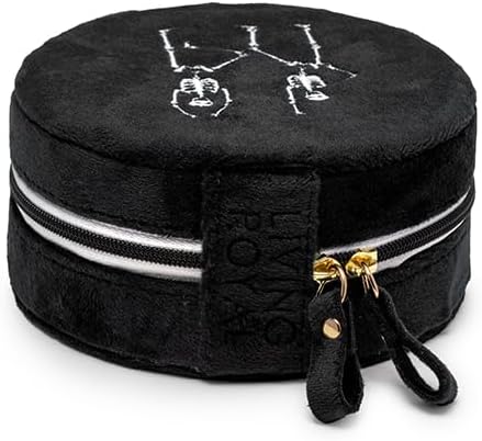 Living Royal Jewelry Travel Case – Portable Box with Mirror and Zipper for Rings, Necklaces, Earrings, Bracelets (Dancing Skull)
