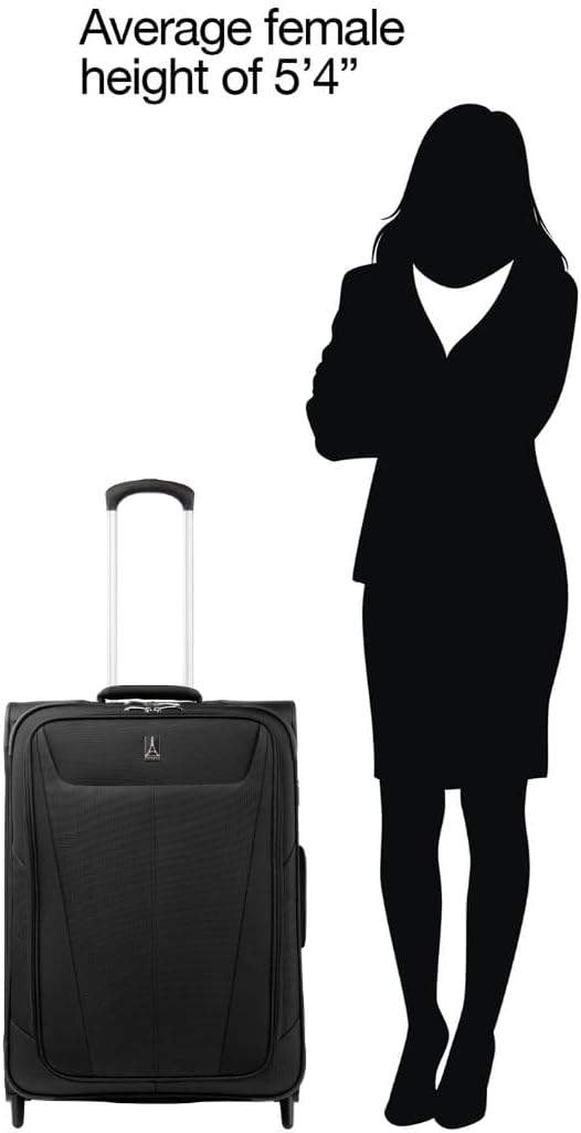 Travelpro Maxlite 5 Softside Expandable Upright 2 Wheel Checked Medium Luggage, Lightweight, 26-Inch — Black
