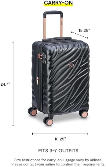 DELSEY PARIS Alexis Durable Luggage, Expandable Lightweight 4-Wheel Spinner, Easy Grip Telescoping Handle for Smooth Mobility, TSA-Lock Incorporated, Men and Women, Black/Rose Gold, Carry-On 21-Inch