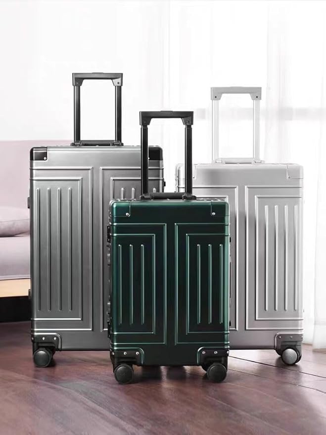 All Aluminum Carry On Luggage,Cut from Whole Aluminum Sheet,22x14x9 Airline Approved ,(3rd Generation,Premium Metal zipperless suitcase ) (green, 20inch)