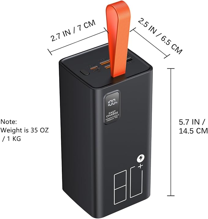 High Capacity Power Bank 80000mAh with LED Display, 30W PD & QC 3.0 Fast Charging Portable Charger, 5 Output 2 Input USB-C Battery Pack for Phone Outdoor Camping Travel Office