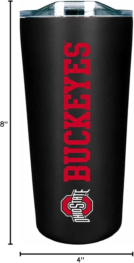 Campus Colors NCAA Stainless Steel Tumbler perfect for Gameday - 18 oz - Double Walled - Keeps Drinks Perfectly Insulated (Ohio State Buckeyes - Black)