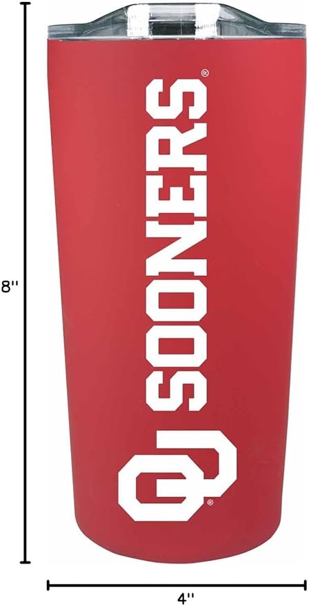Campus Colors NCAA Stainless Steel Tumbler perfect for Gameday - 18 oz - Double Walled - Keeps Drinks Perfectly Insulated (Oklahoma Sooners - Crimson)
