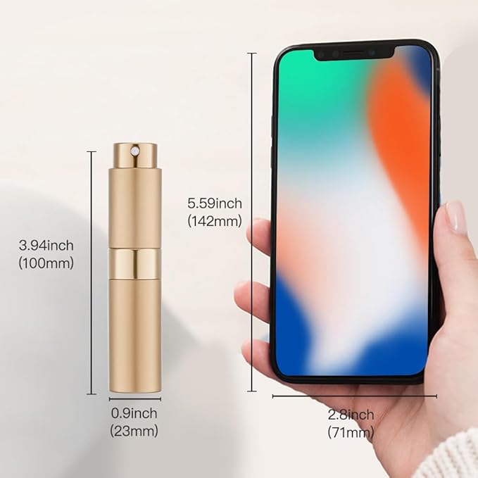 LISAPACK 8ML Atomizer Perfume Spray Bottle for Travel, Empty Refillable Cologne Dispenser, Portable Sprayer (Rose Gold)