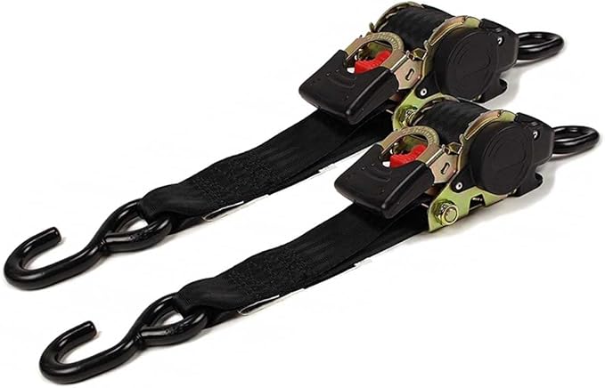 DC Cargo Mall Auto Retractable Ratchet Straps (2-Pack) 2” x 10ft, Super Heavy Duty, 3,033lb Break Strength – Tie Down Straps for Cargo, Truck, Trailer, Boats