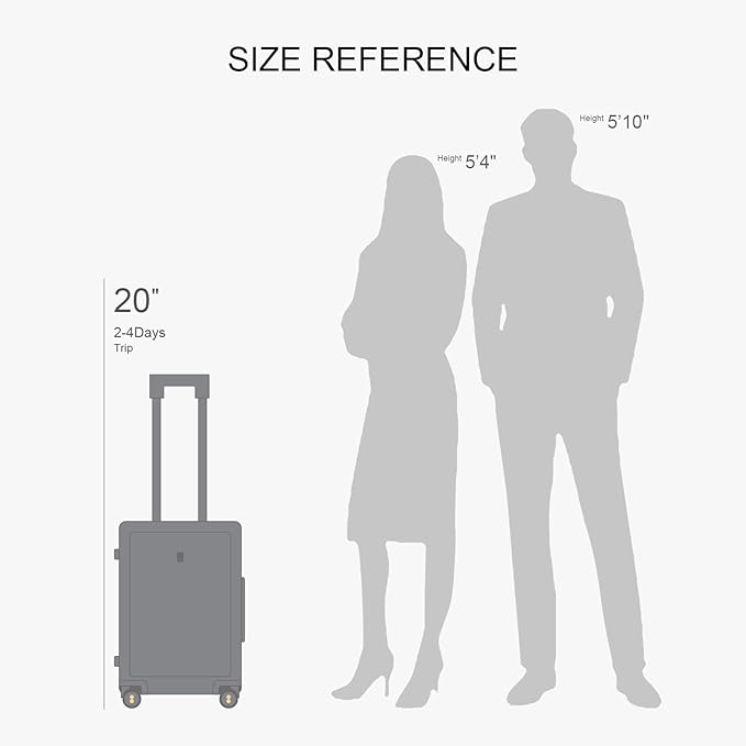 LEVEL8 Hard Shell Carry on Luggage Airline Approved, Carry-on Suitcases with Wheels, Lightweight Luminous Textured Hardside Travel Bag with Tsa Lock, 20 Inch, Black