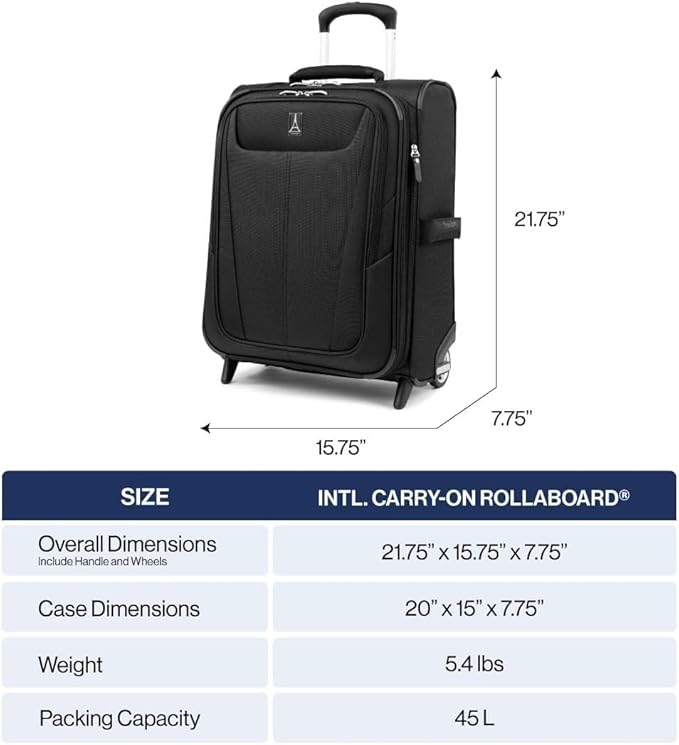 Travelpro Maxlite 5 Softside Expandable Upright 2 Wheel Carry-on Luggage, Lightweight, 20-Inch — Ensign Blue