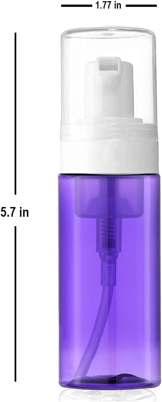 3-Pack Travel-Sized Foaming Pump Bottles - Empty Foaming Liquid Soap Dispensers - for Refillable Travel Hand Soap Shampoo Foaming Castile Cosmetics - BPA Free (100ml/3.3oz) (Purple)