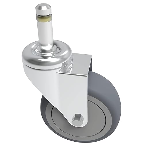 4-Inch Swivel Stem Caster, 7/16-Inch Stem Diameter Rubber Wheel, Heavy Duty TPR Replacement Wheels for Rubbermaid Mop Bucket Cart Grill Casters - 4 Pack