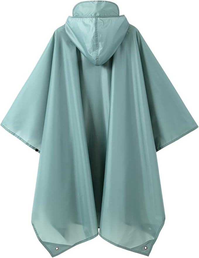 Hooded Rain Poncho for Adult, Waterproof Lightweight Raincoat for Hiking Camping