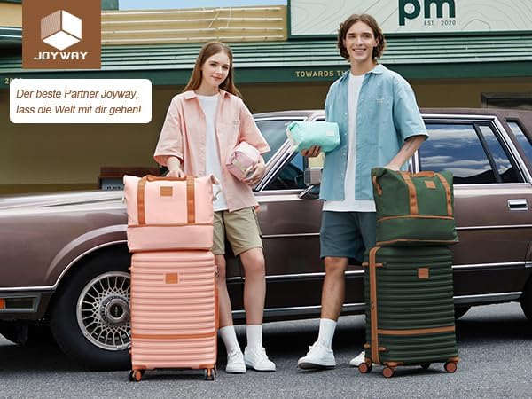 Joyway 24 Inch Checked Luggage, Expandable Suitcase with Spinner Wheel, 3 Piece Hard Shell Luggage Set with TSA Lock(Green)