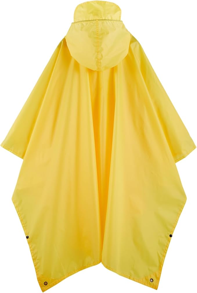 Hooded Rain Poncho for Adult, Waterproof Lightweight Raincoat for Hiking Camping