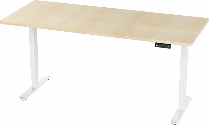 VIVO Electric 71 x 30 in Dual Motor Sit Stand Desk, Memory Height Adjustment, 2B Series, Light Wood Top White Frame, DESK-KIT-2W7C
