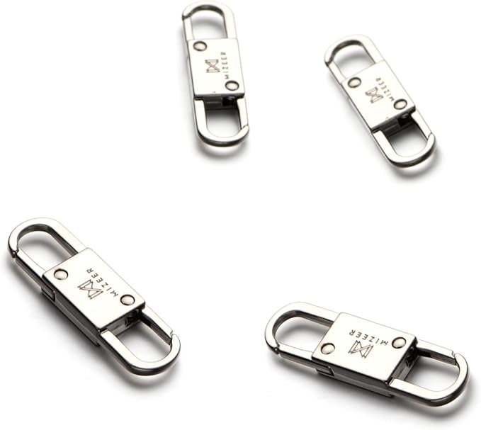 Mizeer 2 Size Clip Theft Deterrent - Anti Theft Zipper Clips Keep Zipper Closed - Silver for Backpacks, Purses (4pcs)