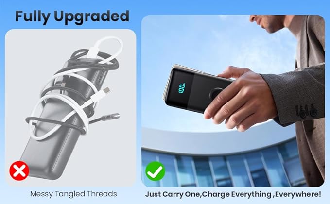 Portable Charger 40800mAh for iPhone with Built-in Cable and iWatch Charger, 25W PD Fast Charging USB C Power Bank,Travel Camping Essentials Battery Pack for iPhone 17/16/15/14/13,Android,Apple Watch