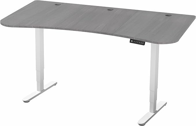 VIVO Electric 63 x 32 in Dual Motor Standing Desk, Memory Height Adjustment, 2B Series, Dark Gray Top White Frame, DESK-KIT-2W1G