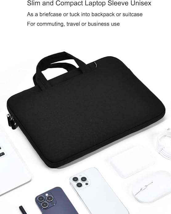 Slim Business Laptop Sleeve, Lightweight Protective Case with Handle & Pockets for 14/15.6" Laptops