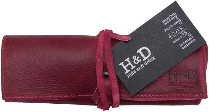 Hide & Drink, Leather Watch Roll Organizer Handmade from Full Grain Leather, Holds Up to 4 Watches, Easy Carry On Watchlover Storage (Sangria)