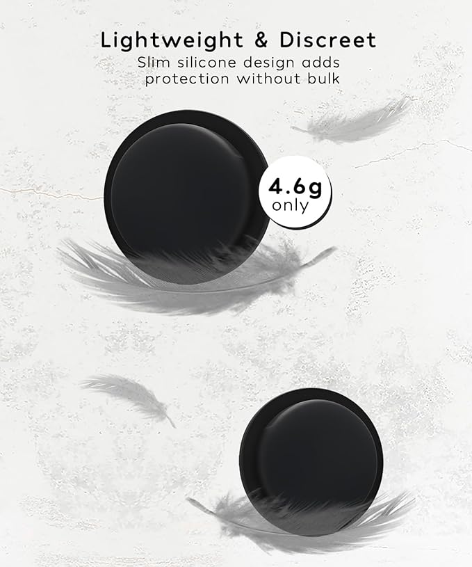 AirTag Adhesive Mount Compatible with Apple AirTags Sticker Case. Powerful 3M Adhesive Cover for Phone Remote iPad Drone Travel. Anti Lost Anti Scratch Portable Protective Air Tag Holder, 4 Pack Black