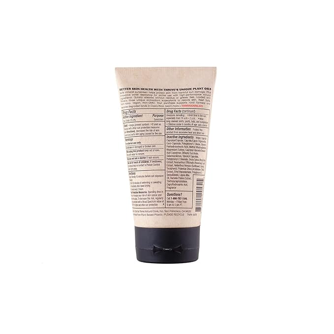 Thrive Natural Care Reef Safe Sunscreen SPF50 - Hawaii 104 Reef Act Compliant - Mineral Sunscreen Non-Nano Zinc Oxide - Vegan, (5.8 Oz (Pack of 3))