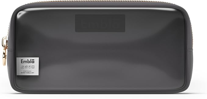 Embla London Makeup Bag Cosmetic Case, Clear Zipper Make Up Pouch and Toiletry Travel Tote, Cute Skincare Pouches for Women Girls, Preppy Purse Cosmetic Organizer, Small Makeup Bags, Grey