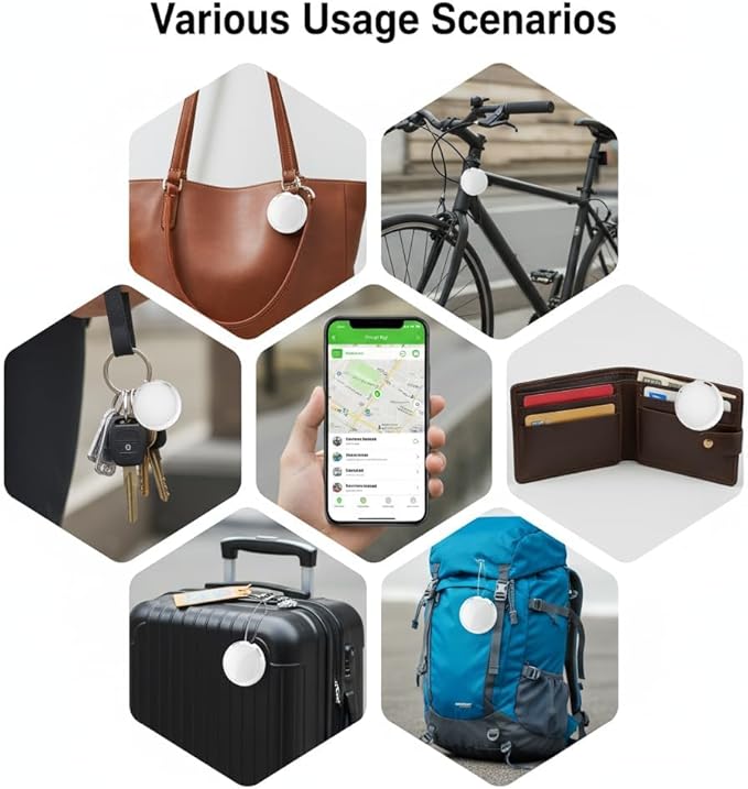 GPS Tracker for Vehicles Work with Find My (iOS Only) Real Time Global No Subscription No Monthly Fee Mini Hidden Car Tracker Device Smart Locator Tracking Tags with Magnetic Case for Kids Pets Bag