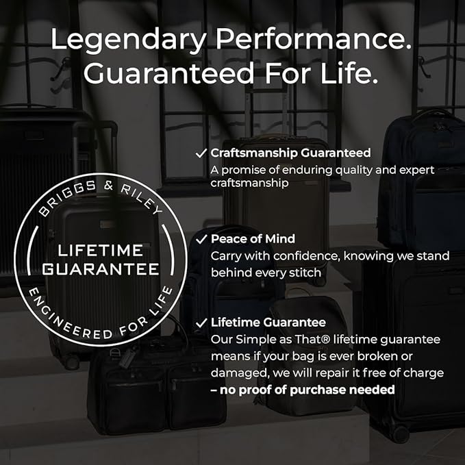 Briggs & Riley 27" Medium Expandable Spinner - Checked Luggage for Travel, Suitcases with Wheels, Hardside Rolling Bag for Men & Women, Self-Repairing Zipper - Sympatico Collection, Black