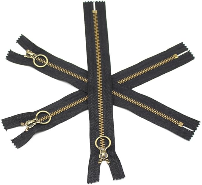 YaHoGa 10PCS 8 Inch (20cm) #5 Antique Brass Plated Metal Zippers Bulk Close End Metal Zippers for Sewing Purse Bags Crafts (#5 Anti-Brass)