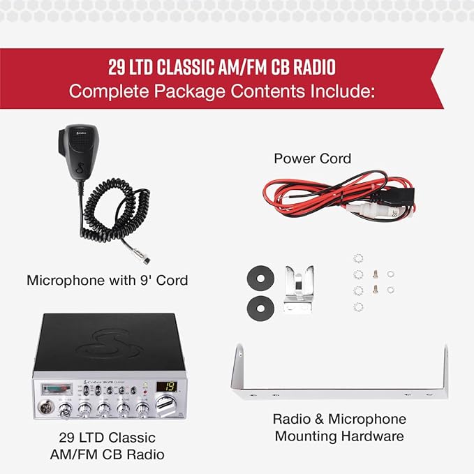 Cobra 29 LTD Professional CB Radio & Cobra HGA1500 42 Inch Magnetic Mount CB Antenna: Full 40 Channels, Adjustable Receiver, SWR Calibration, Long-Range Antenna for Clear Signal, Black