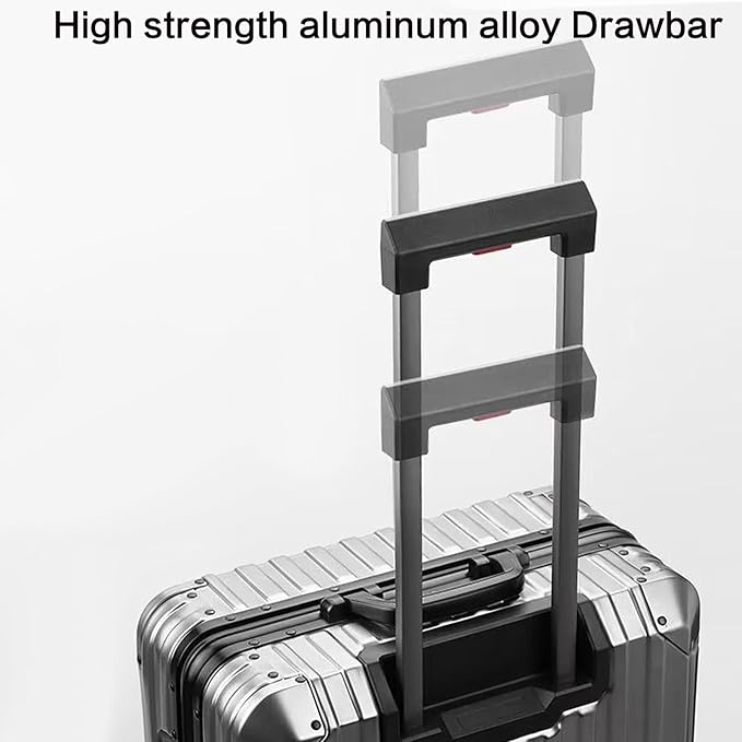 Oblique Angle Metal All Aluminum Magnesium Alloy Material Carry-on Luggage TSA Customs Lock Zipperless Silent Rotary Wheel Business Suitcase Set (dark grey, 24 '')