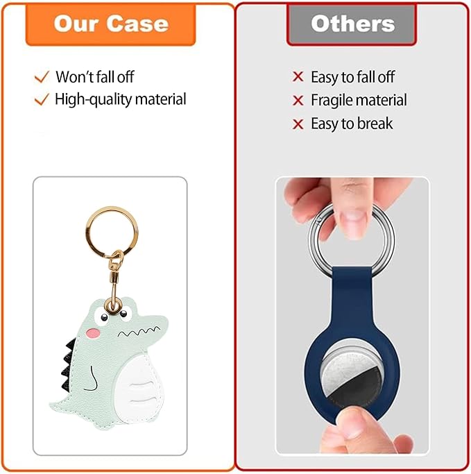 Leather Keychain Case Holder Compatible with Apple AirTag, GPS Airtag Keychain Finder Tracker with Key Ring, Anti-Scratch Protective Air Tag Cover
