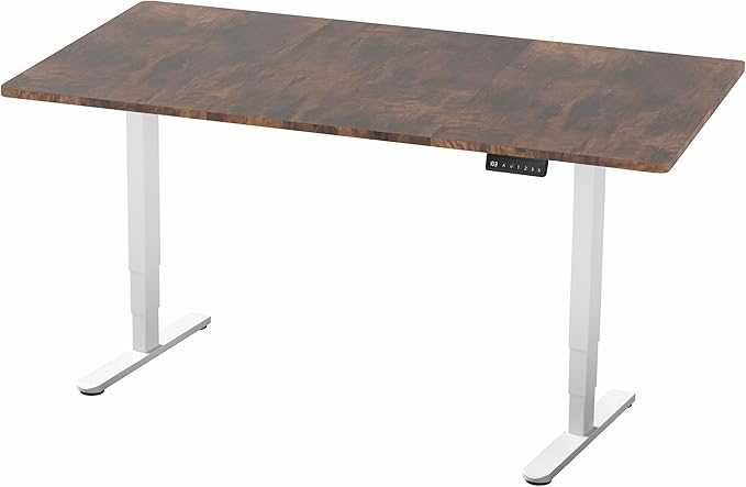 VIVO Electric 71 x 36 in Dual Motor Rustic Sit Stand Desk, Memory Height Adjustment, 2B Series, Vintage Brown Top White Frame, DESK-KIT-2W7N-36