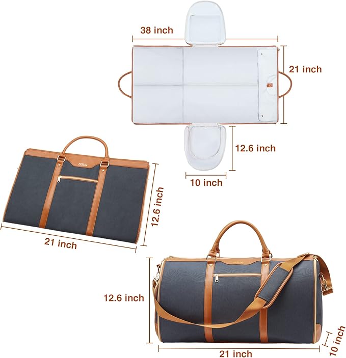 Carry On Garment Bag for Travel with Shoulder Strap, Convertible Duffel Suit Bag for Men, Waterproof Weekender Overnight Bag with Shoe Compartment, Business Trip Suit Carrier