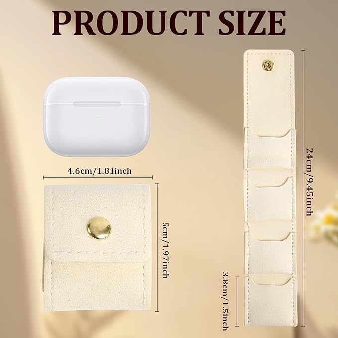 3Pcs Mini Travel Jewelry Bag, Mini Travel Jewelry Roll Bag with Buckle, Portable Foldable Travel Jewelry Organizer Case for Journey Rings, Necklaces, Earrings