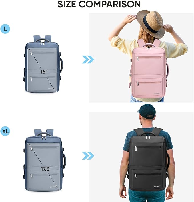 BALEINE Travel Backpack for Women Men, Large Sturdy Carry On Laptop Backpack Gifts for Business, Casual, Weekender, Hiking (XL, Dusty Blue)