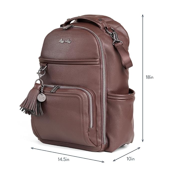 Itzy Ritzy Diaper Bag Backpack – Large Capacity Boss Plus Baby Backpack Diaper Bag Featuring 19 Pockets, Changing Pad, Stroller Clips, and Comfortable Straps (Espresso)