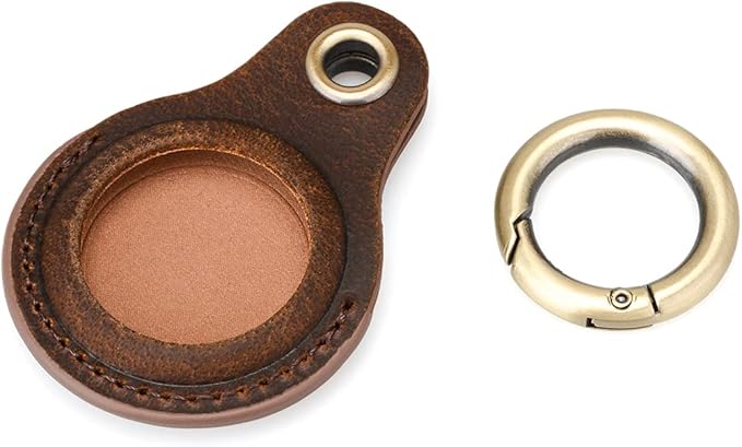 2 Pack Tusks Land Genuine Leather for AirTag Holder, Compatible with Apple AirTag, Anti-Loss Tracker Case for Dogs, Cats, Pets, Keys, Bags, Luggage, Durable & Stylish Accessory
