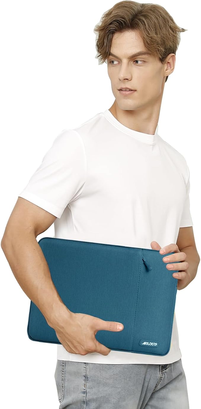 MOSISO Laptop Case 14 inch, 14 inch Laptop Sleeve Compatible with HP Lenovo Dell ASUS Acer, HP Stream, Dell Latitude, Lenovo IdeaPad, Polyester Vertical Computer Sleeve Bag with Pocket, Deep Teal