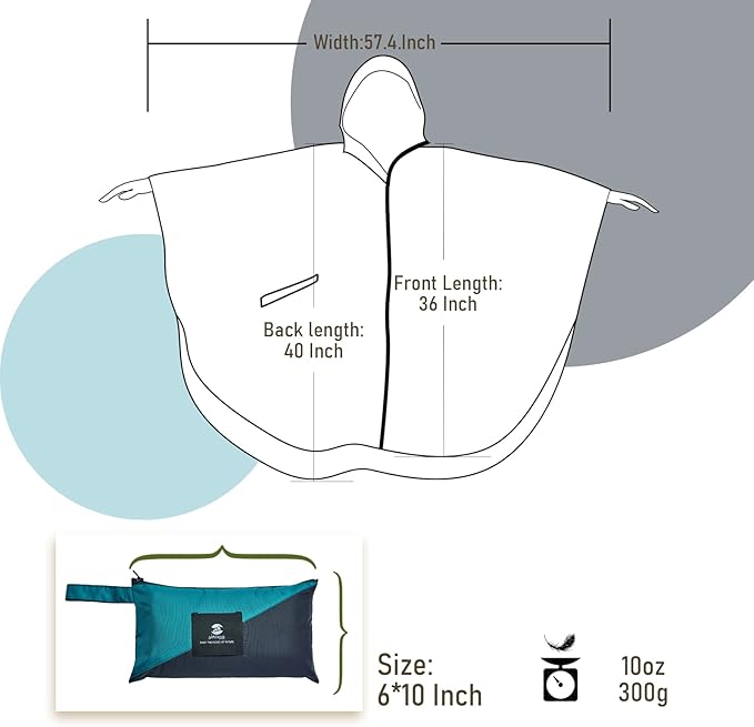 SaphiRose Unisex Rain Poncho Waterproof Raincoat Hooded for Adults Women with Pockets