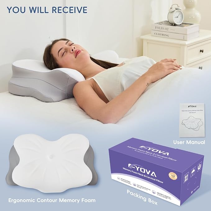 Cervical Neck Pillow, Ergonomic Memory Foam Pillows for Neck Pain Relief with Breathable Pillowcase, Adjustable Contour Neck Support Pillow for Side Back Stomach Sleepers, Odorless