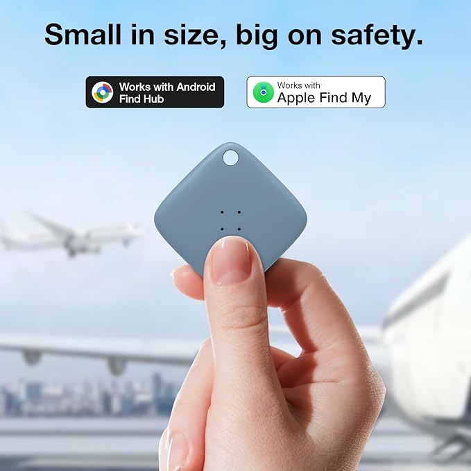 OTIC Smart Tracker Works with Apple Find My & Google Find Hub, for Dual-System Tracking Device Item Finder,Key Luggage Passport,Replaceble Battery(Blue, 4 Pack)
