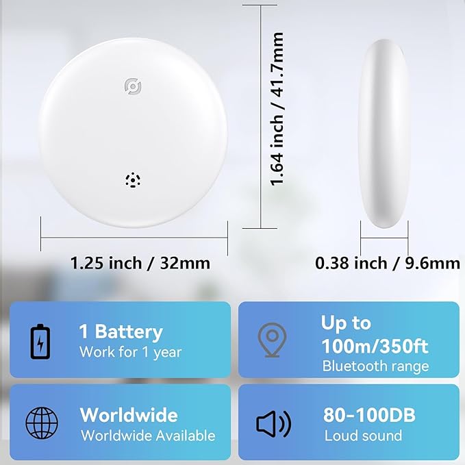 Air Tracker Tags for Android or iOS, Dual System Air Smart Tags-4 Pack, Compatible with iOS Find My or Google'S Find Hub App, Bluetooth Tracker Tag Item Finder for Keys,Luggages,Backpack (White)