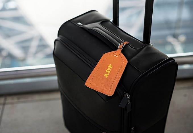 Personalized Monogrammed Leather Luggage Tags - 3 Pack