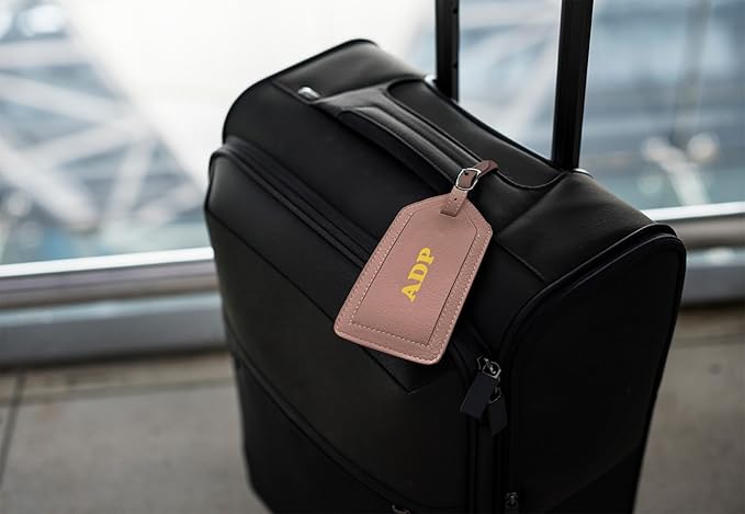 Personalized Monogrammed Leather Luggage Tags - 3 Pack