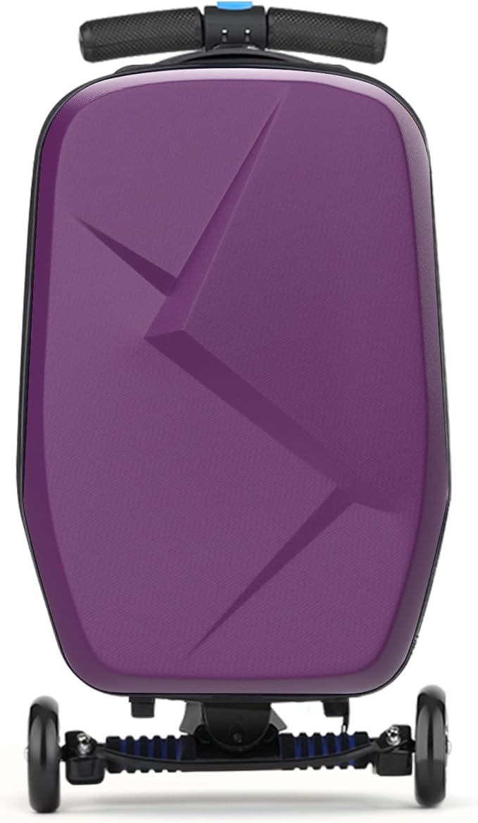 smilesun Scooter Luggage For Kids & Adults, Hardside Ride On Suitcase For Kids Ages 4-15 Multifunctional Lightweight Foldable Carry On Luggage With Wheels Ride On For Children Teenagers(Purple)