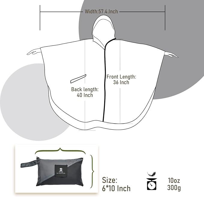 SaphiRose Unisex Rain Poncho Waterproof Raincoat Hooded for Adults Women with Pockets