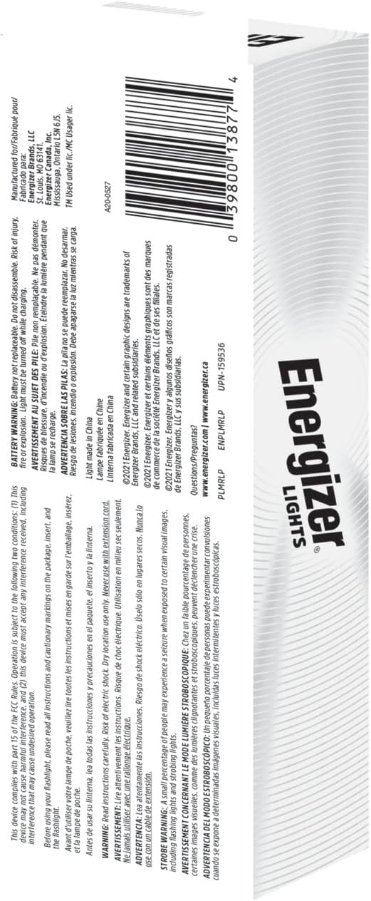 Energizer X-400 Pen light Flashlight Rechargeable, Bright Penlight IPX4 Water-Resistant, Lightweight and Durable, Rechargeable Flashlight, USB Charging Cable Included